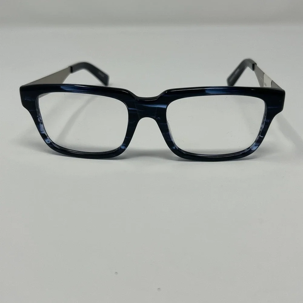 NWT Norman Childs CARSON Eyeglasses 55-14-135 BS Unisex Adult Blue Silver Frames